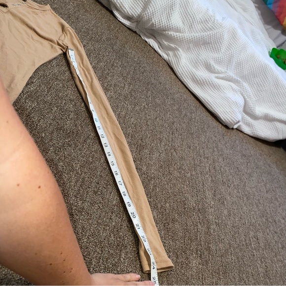 ULTIMATE Y2K 🤩Bodycon Asymmetrical Ribbed Snaps Tight Fitted Nude Stretch Dress - Picture 9 of 9